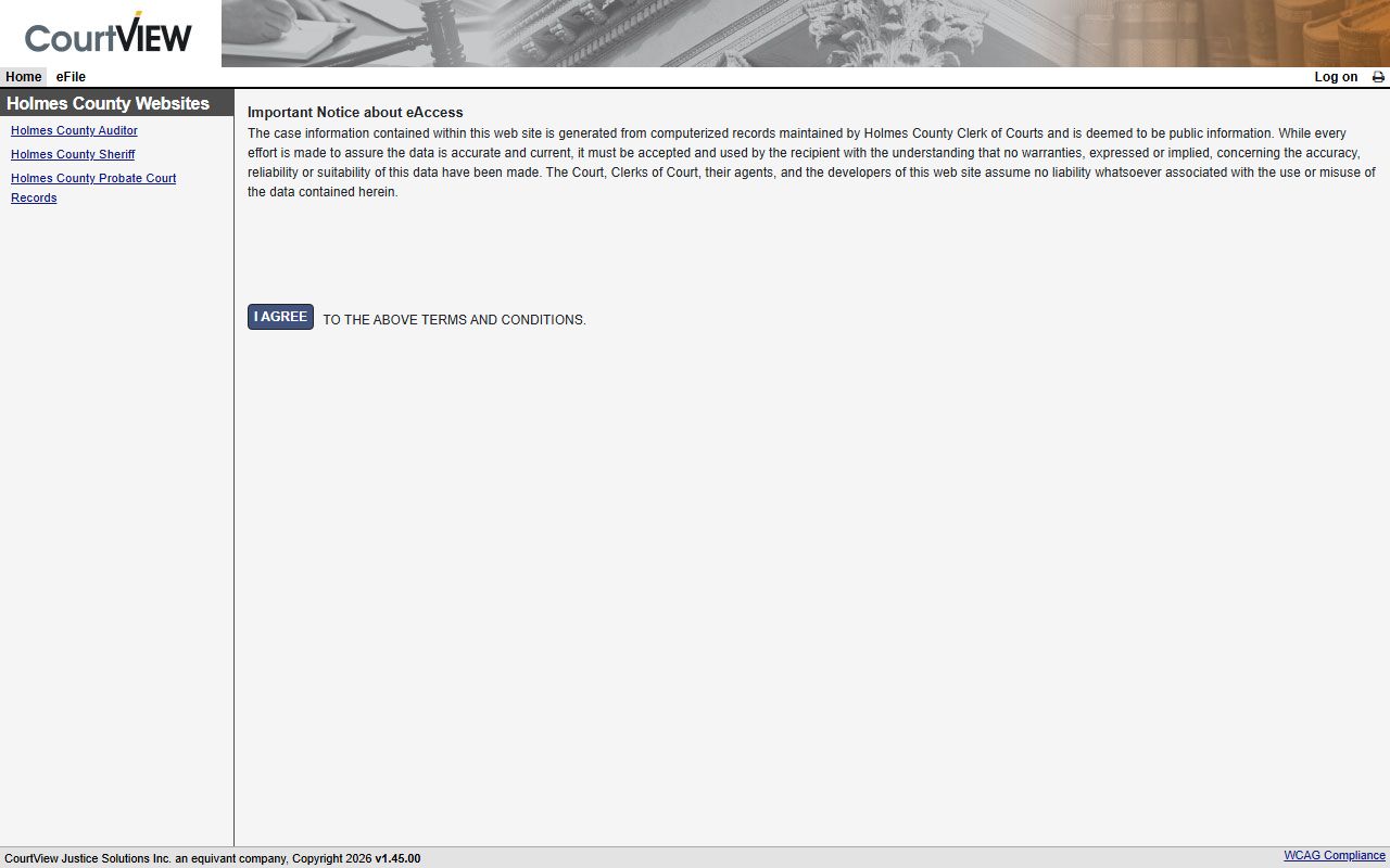 Holmes County Clerk eServices court records after jail arrest portal